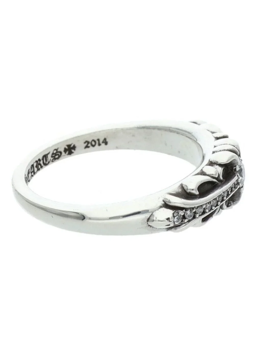 Chrome Hearts Baby Clsc P D Classic Floral Cross Pave Diamond Silver Ring
